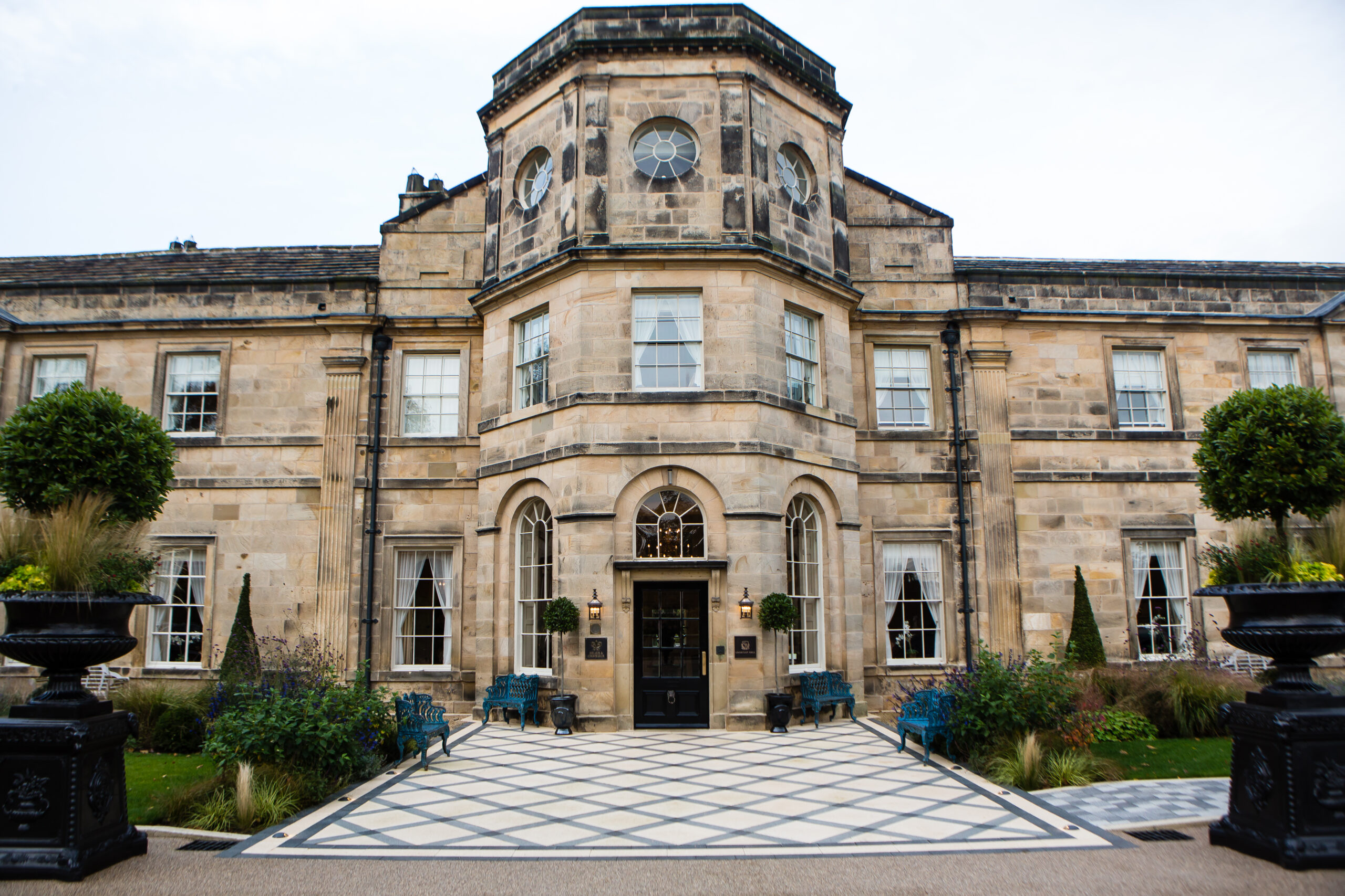 Bespoke natural stone flooring professionally installed at Grantly Hall Hotel in Yorkshire